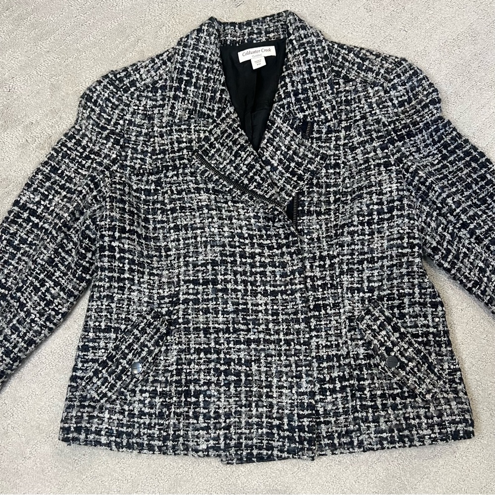 Coldwater‎ Creek Women's Wool Blend Full Asymmetrical Zip Lined Jacket Coat 12P